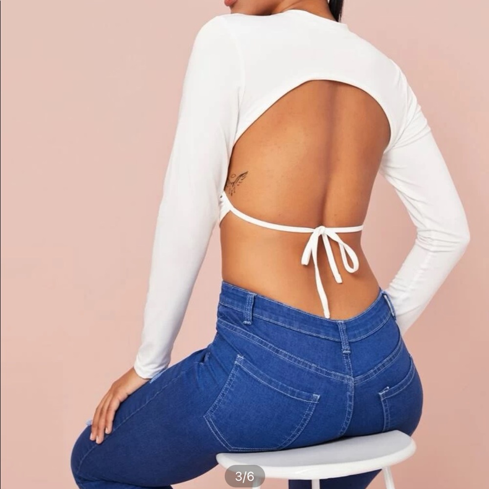Open Back White Crop Sweater